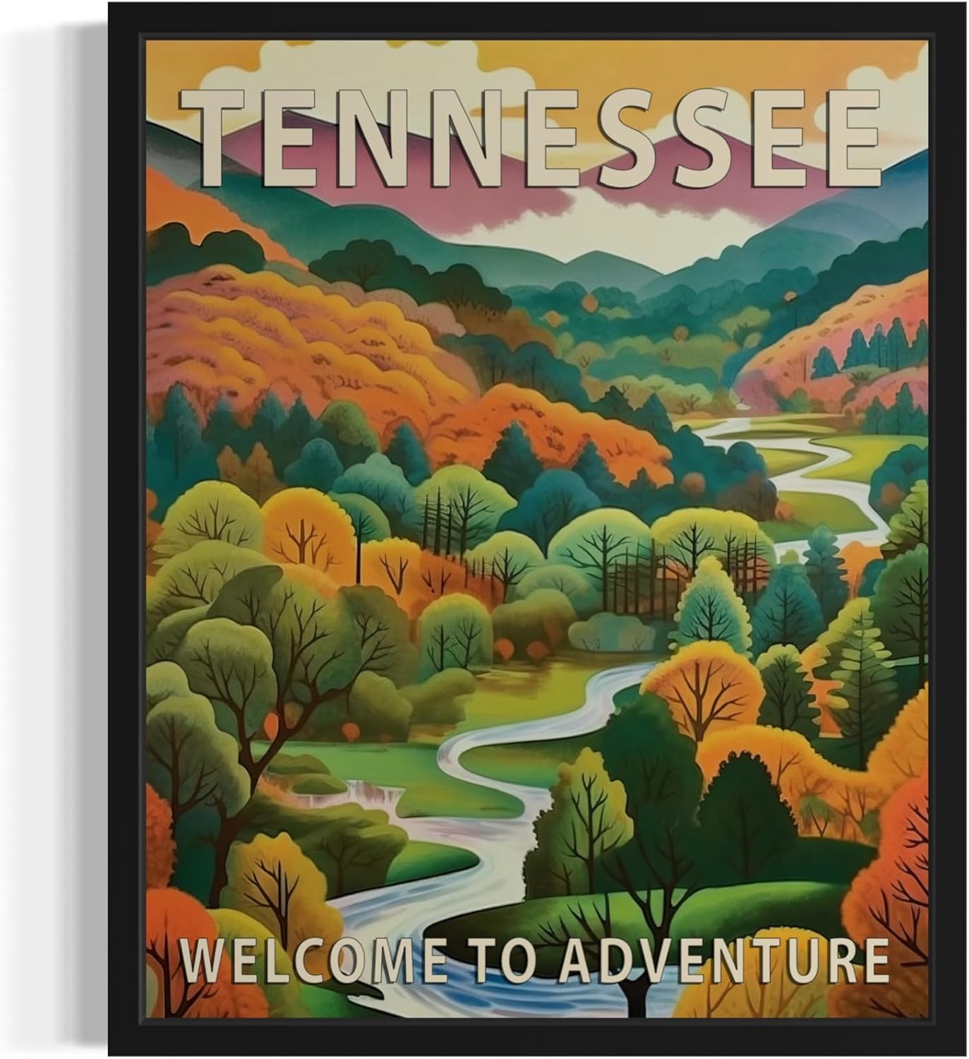 Colorado State Scenery Poster Art Print, Retro States Landscape Wall art Decor, Adventure Mountain and Scenery Painting for Bedroom, Living Room 42 (Colorado, 16 x 20 inches, Unframed)