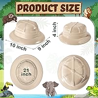Vista 3 de Hillban 72 sombreros de fiesta de safari a granel para niños, decoraciones de fiesta de selva de plástico, tema de la selva, disfraz de explorador