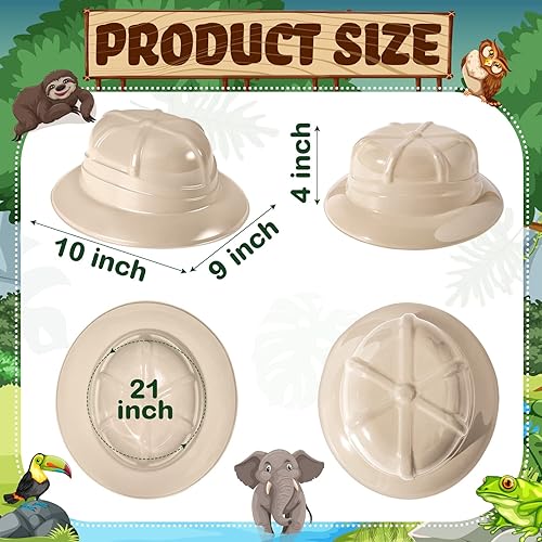 Miniatura 3 de 72 sombreros de fiesta de safari a granel para niños, decoración de fiesta de selva de plástico beige, novedad, temática de animales, sombreros para