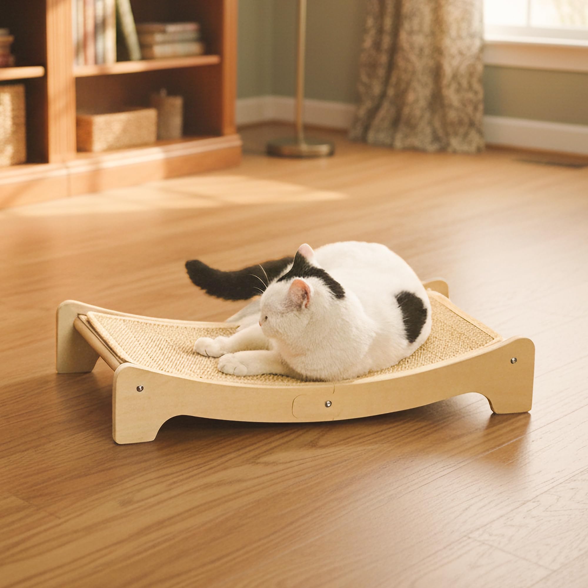 Graffiatoio A Forma Di L Per Gatti In Sisal Naturale – Con Giocattolo Topolino E Erba Gatta, Da Pavimento O Parete