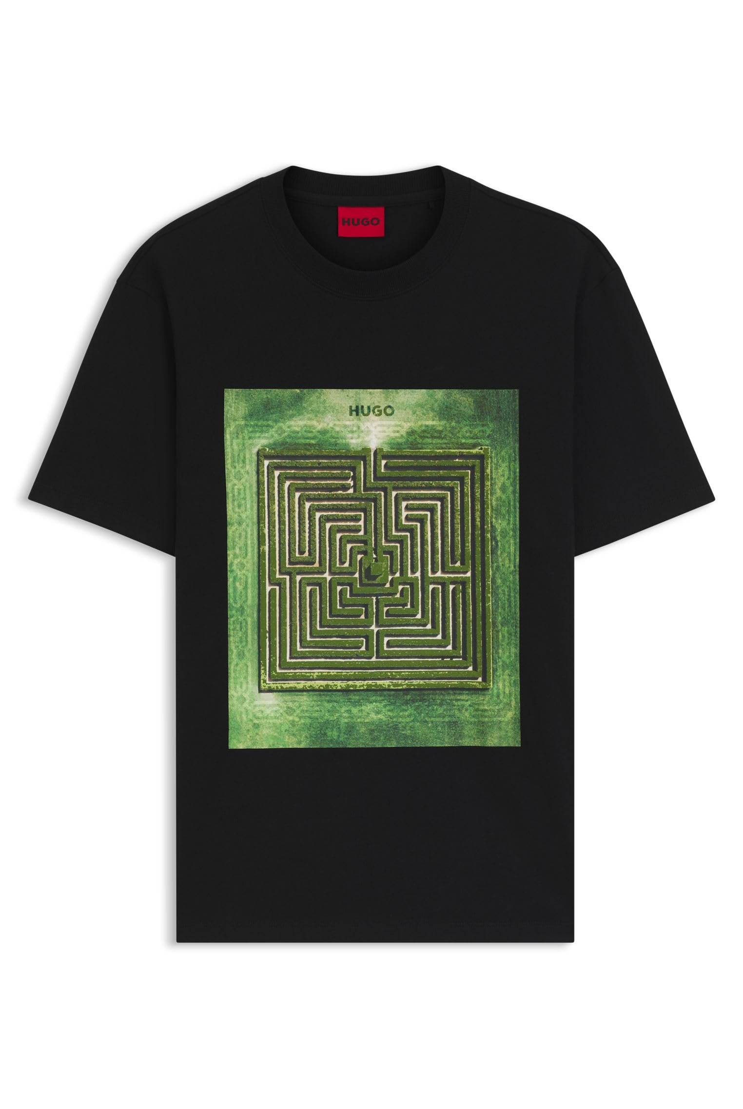 HUGO Herren Dabryntee T-Shirt aus Baumwoll-Jersey mit Labyrinth-Print Schwarz001 M