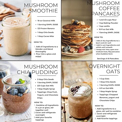 Miniatura 7 de SIMPL DOSE Café orgánico de hongos  Mezcla de café de hongos 8 en 1 con melena de león, adaptógenos y L-teanina  Superalimento de café diario  30