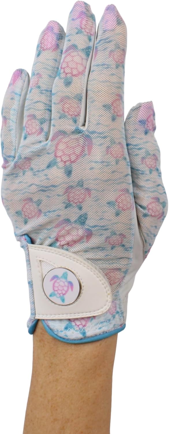 Hand Candy Golf Glove – Premium Cabretta Leather – “Turtle” – Left Hand Women's Golf Glove with Matching Ball Marker