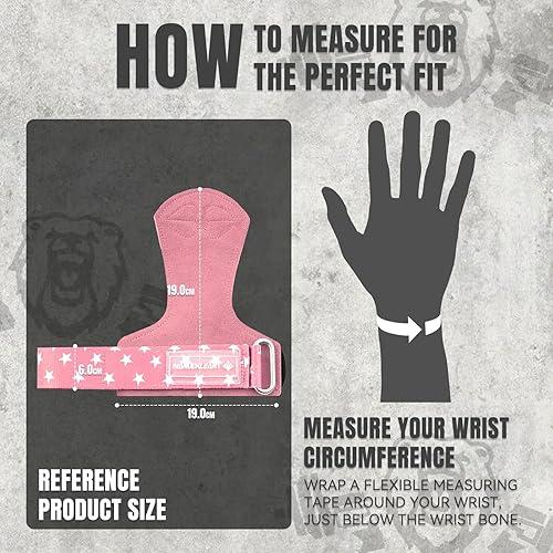 Vista 5 de MANUEKLEAR Gym Straps Weight Lifting, Double Leather Lifting Straps for Men Deadlift with Cushion Wrist Loop, Gym Lifting Wrist Wraps for