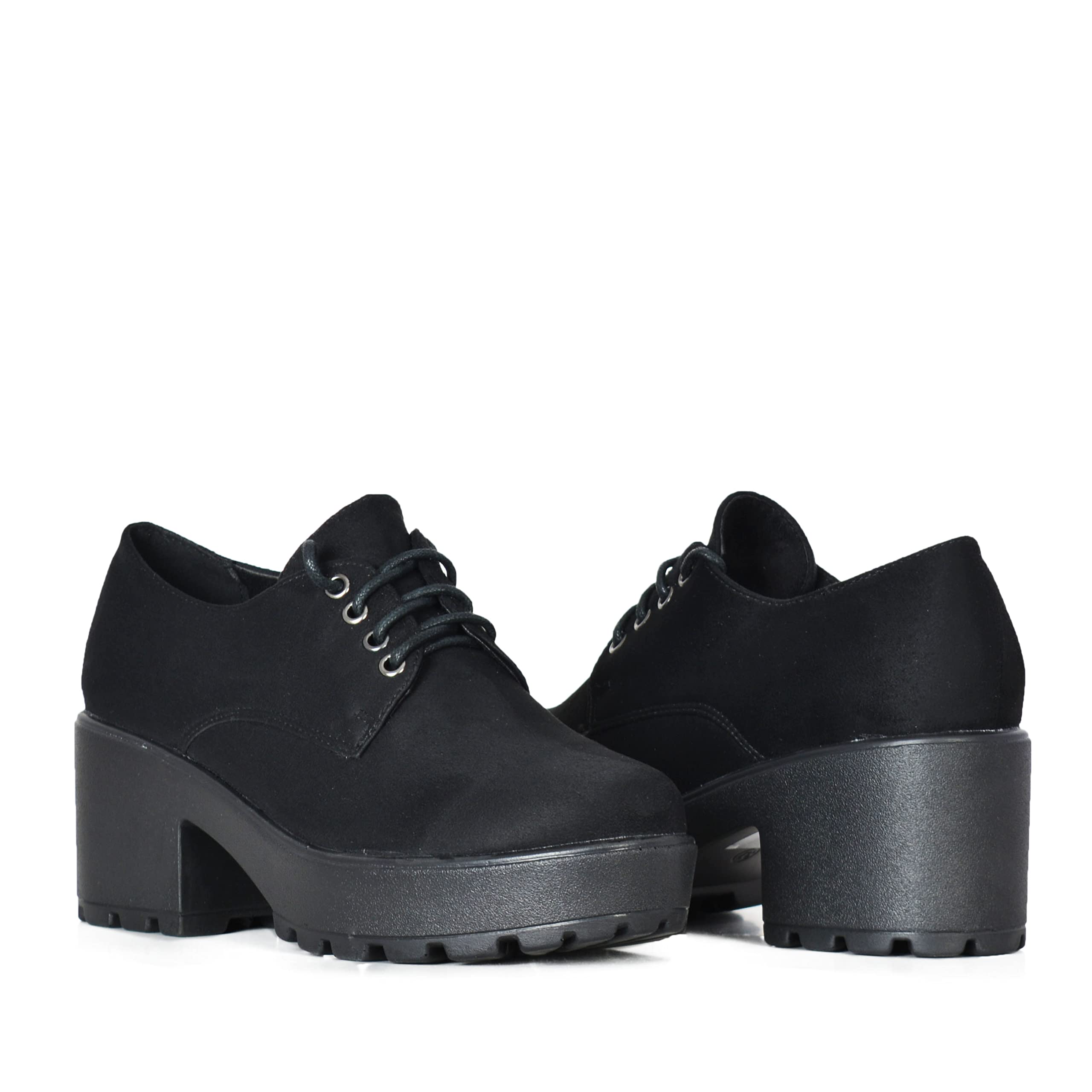 Altamoda Zapatos de Mujer Blucher con Plataforma y Cordones de Ante.