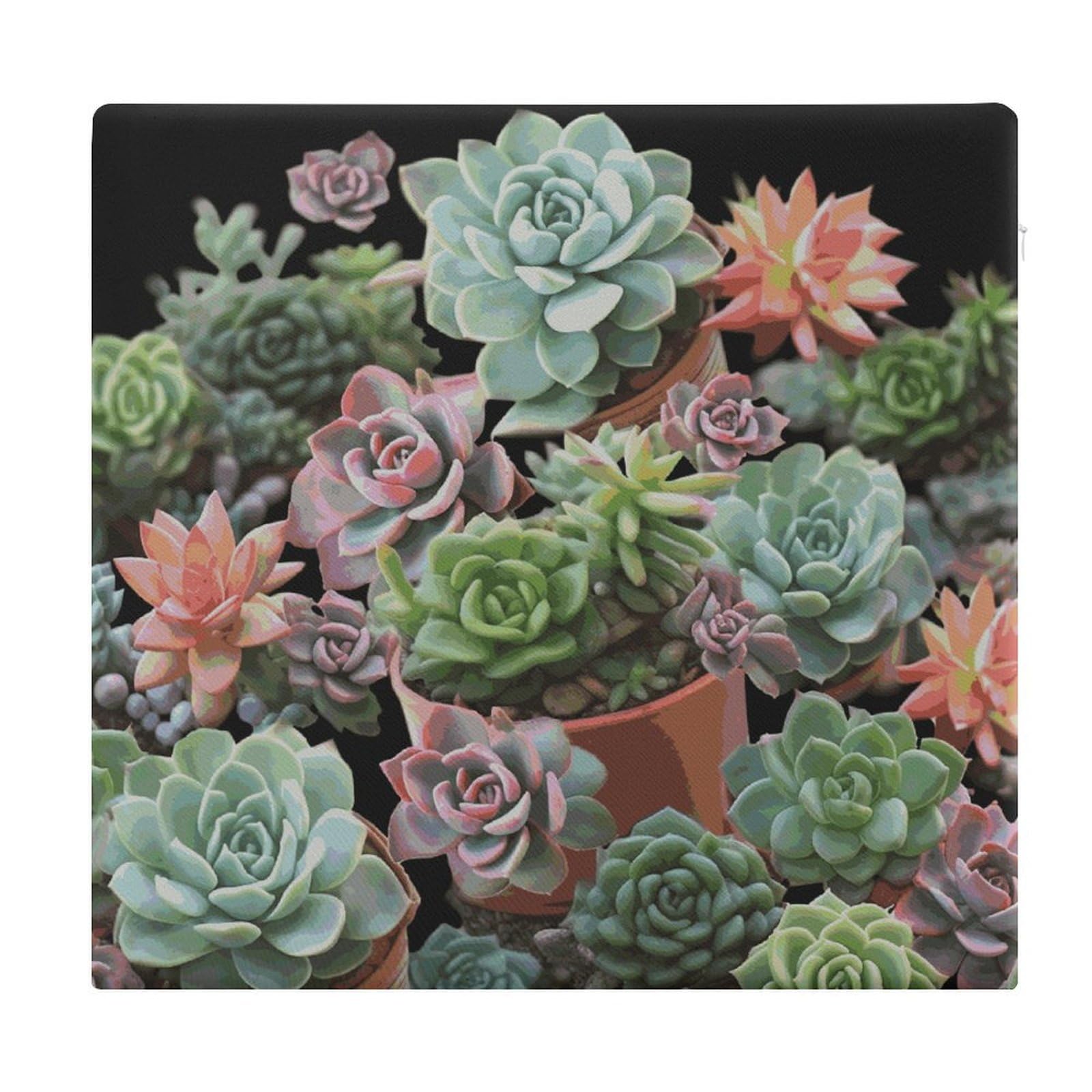 Adfgyerh Style Succulents Cushions Memory Foam For Adults, Seat Cushion Chair Pads Soft, Square Pillows For Dining, Kitchen, Office, Patio Chairs