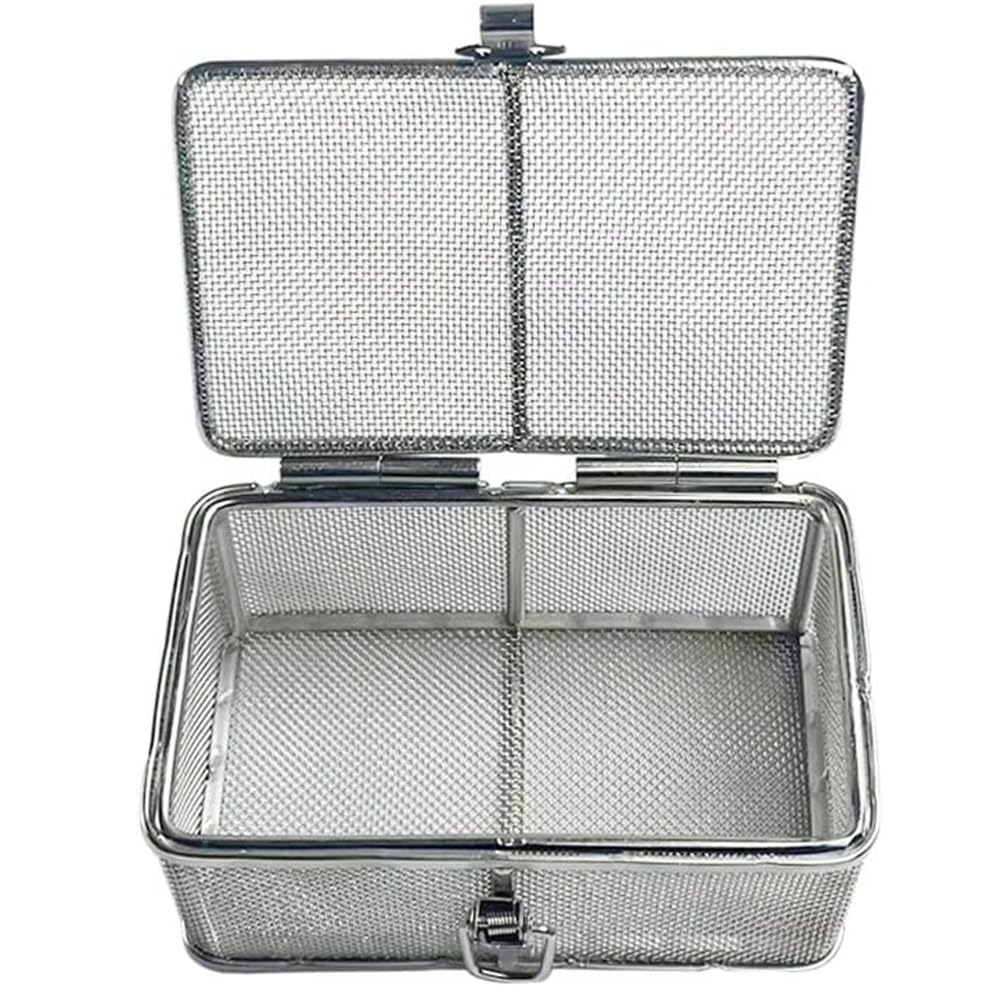 Sterilization Basket for Surgical Instruments - Stainless Steel Mesh Case, Autoclave Safe for Hospital and Lab Instrument Cleaning