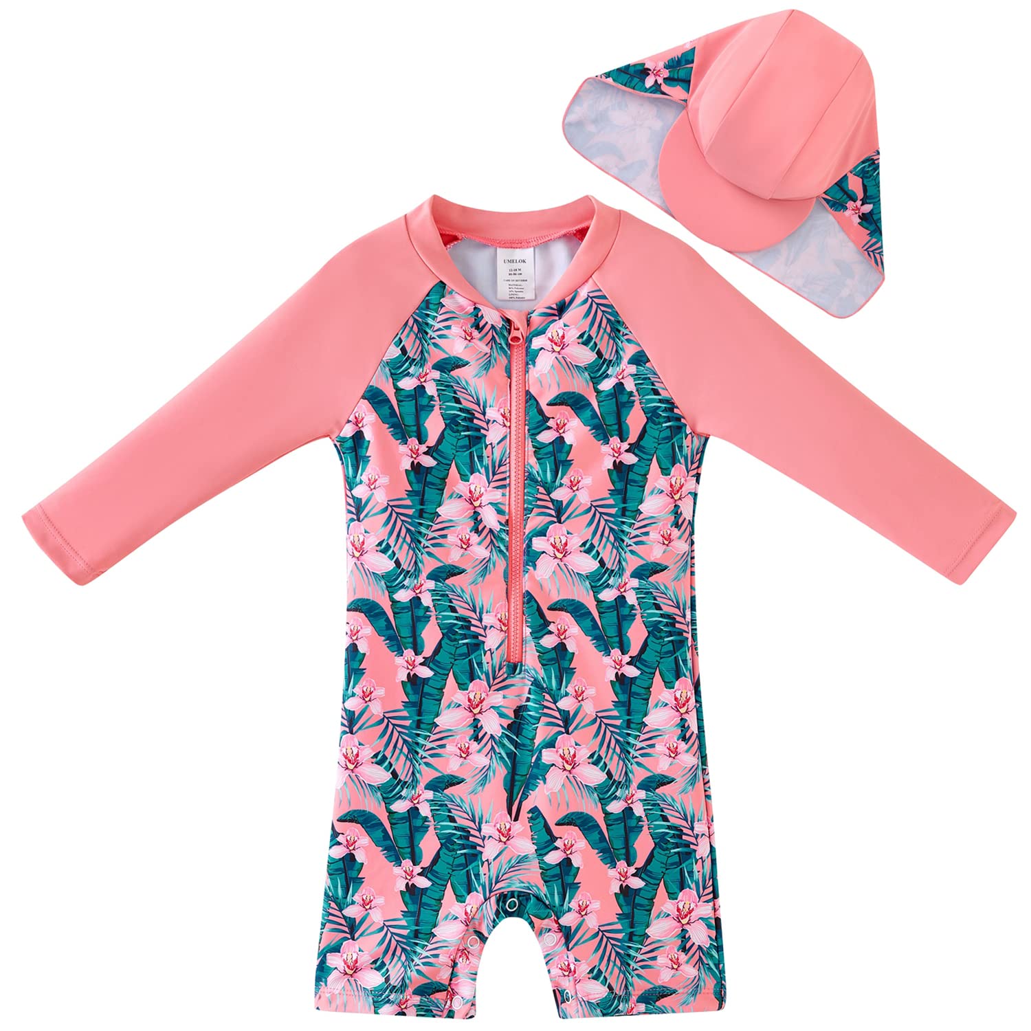UMELOK Baby Badebekleidung Mädchen Badeanzug mit Sonnenhut UV Schutz