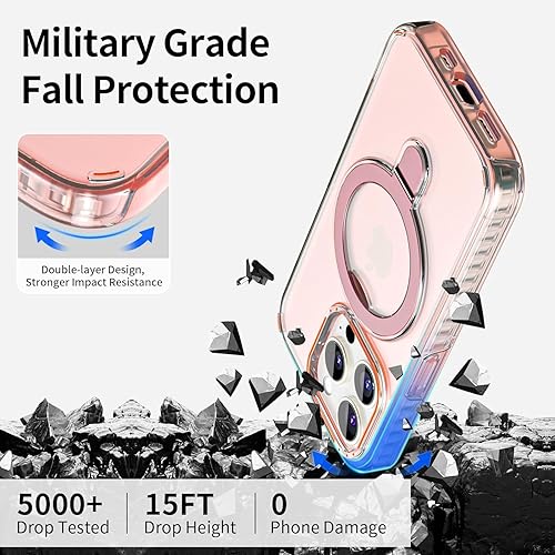 Miniatura 5 de Flodsw Funda para iPhone 15 Pro compatible con MagSafe, funda magnética más fuerte 15 Pro con soporte, protección militar contra caídas PC+TPU funda