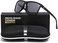 Vista 2 de NIEEPA Gafas de sol polarizadas deportivas para hombre, gafas de marco cuadrado NP1007