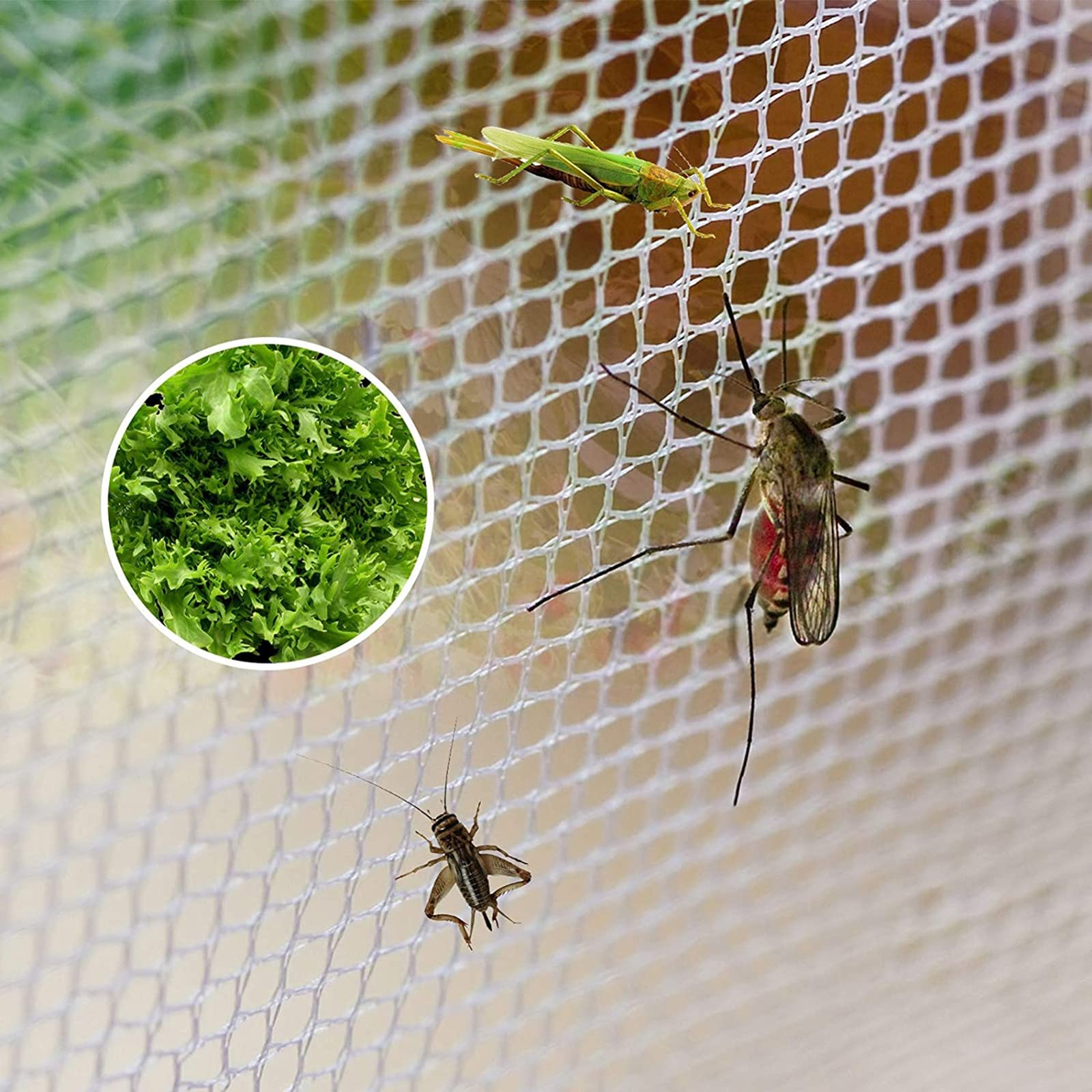 Siatka na owady na warzywa, siatki ochronne ogrodowe, siatka przeciw owadom i komarom i ptakom siatka ogrodowa, ochrona roślin, biała (rozmiar: 3 x 30 m / 9,8 x 98,4 cala)