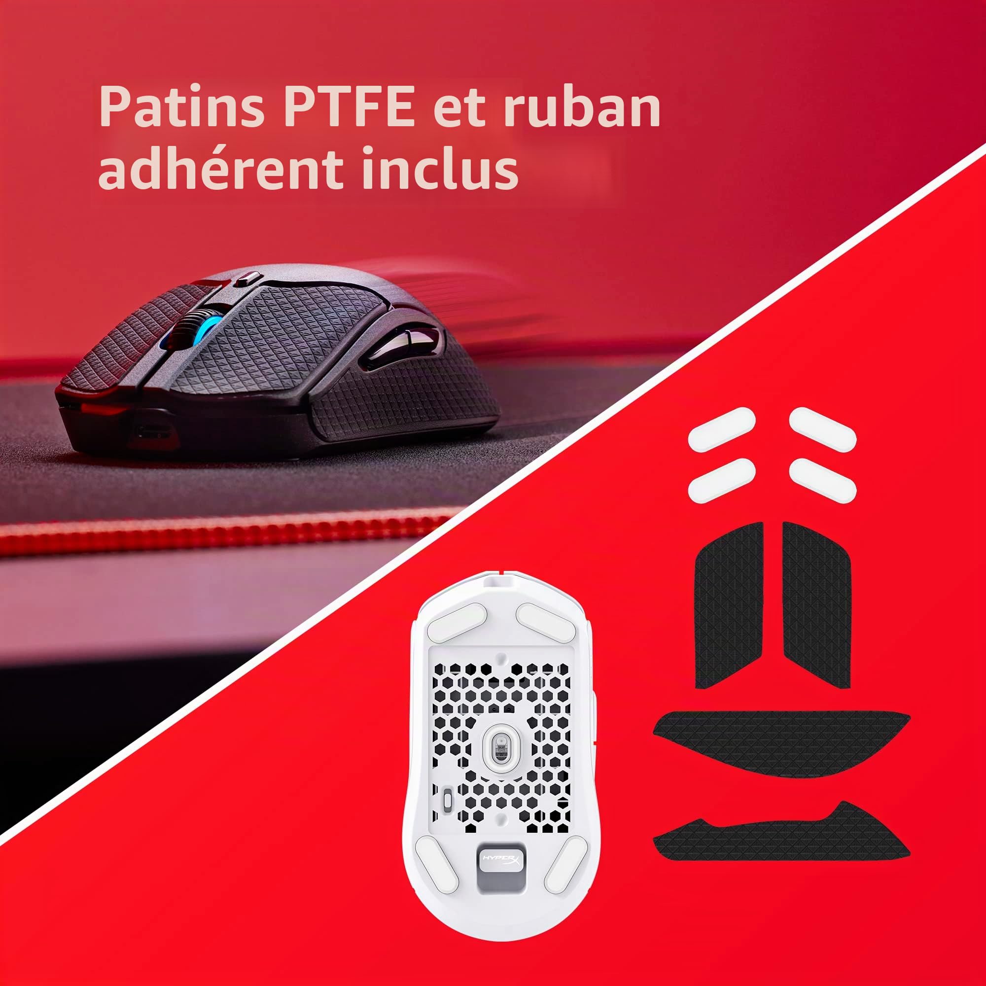 HyperX Pulsefire Haste 2 Wireless, Souris Gaming Sans Fil Ultra Légère 61 g, Capteur HyperX 26K jusqu’à 26 000 DPI, Double Connexion Sans Fil 2.4 GHz et Bluetooth, Autonomie jusqu’à 100h, Noir
