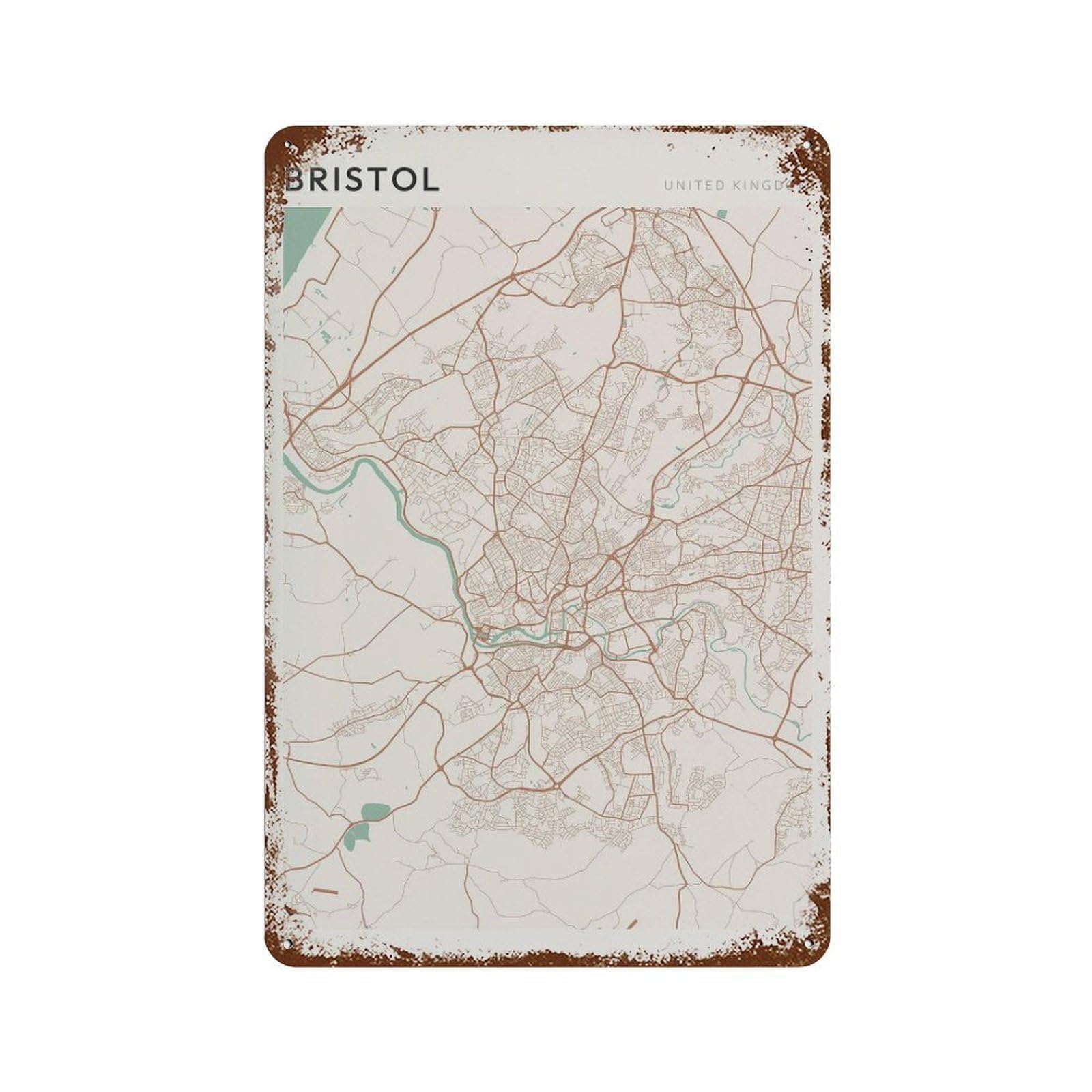 xiaoxiaoshen Bristol Map Travel United Kingdom (2) Wall Decor Art Metal Tin Poster Modern Home Decor Art Home Bar Shop Decorations Vintage Sign 30x20cm