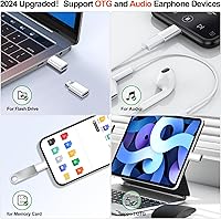 Vista 2 de Adaptador USB C a Lightning, compatible con audioOTG, carga rápida y transferencia de datos para iPhone 14 13 12 Pro MaxiPad AirAirpods, Nintendo