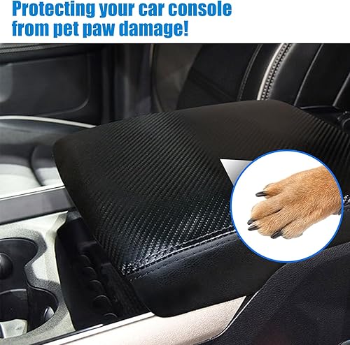 Miniatura 4 de Funda para consola central de automóvil, almohadilla de consola central de piel sintética para Dodge Ram, caja de reposabrazos de fibra de carbono