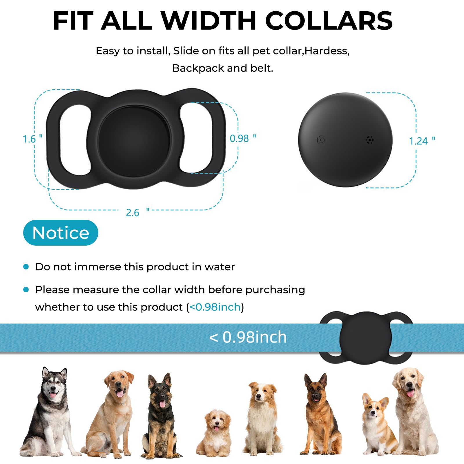 Hund Katze Tracker (iOS ＆ Android), Mini SmartTag Hundetracker Ohne ABO | GPS-Tracker für Haustierhalsbänder, Weltweite Standortverfolgung für Katzen, Hunde und Andere Kleine Haustiere