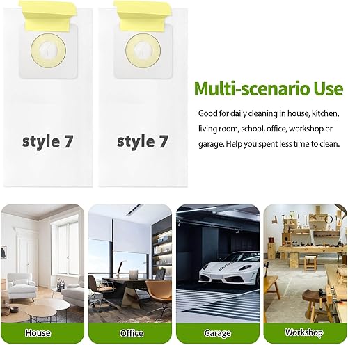 Miniatura 5 de Paquete de 12 bolsas de vacío de repuesto, estilo 7, bolsa de papel, compatible con PowerForce Uprights Aspiradoras 3537 3522 35221 35223 35224