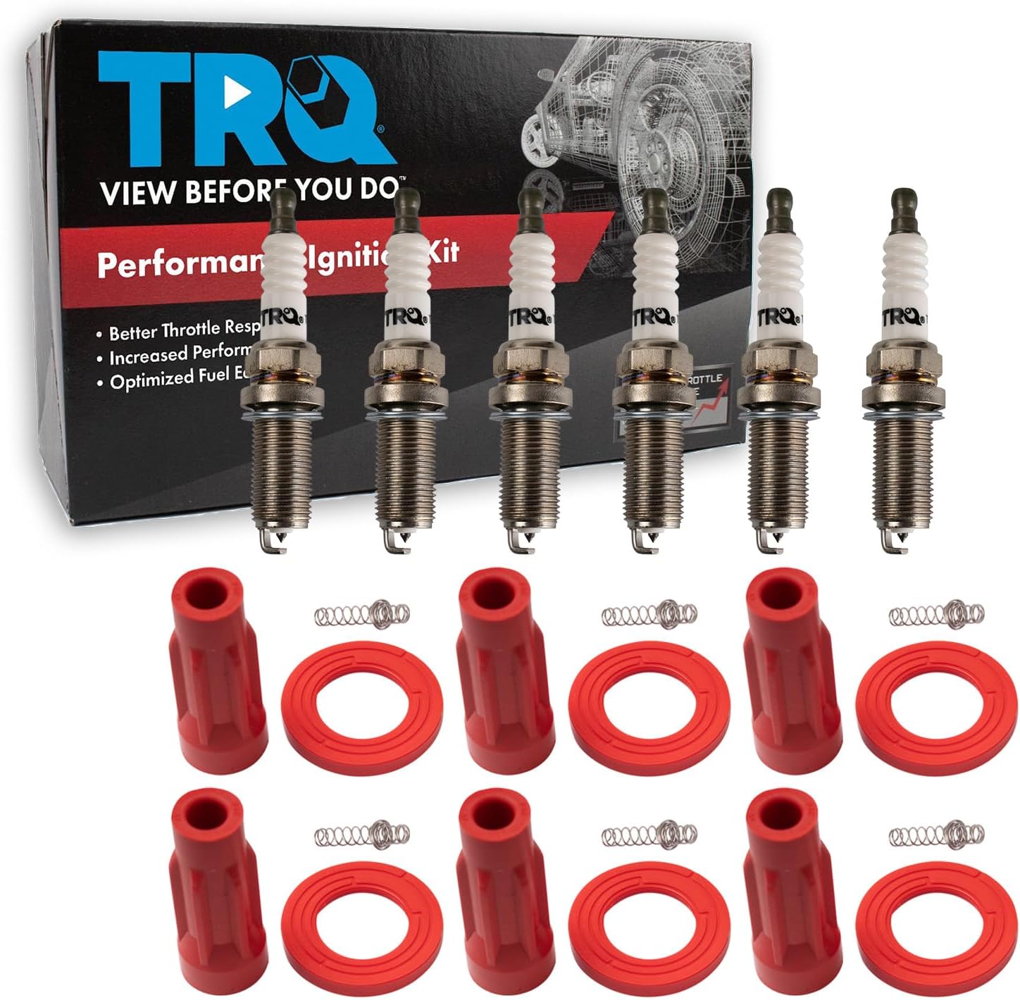 TRQ Performance Ignition Coil and Spark Plug Kit 12 Piece Compatible with 2007-09 Lexus ES350 RX350 10 RX450h 05-09 Toyota Avalon Camry 08-09 Highlander 06-09 RAV4 Sienna