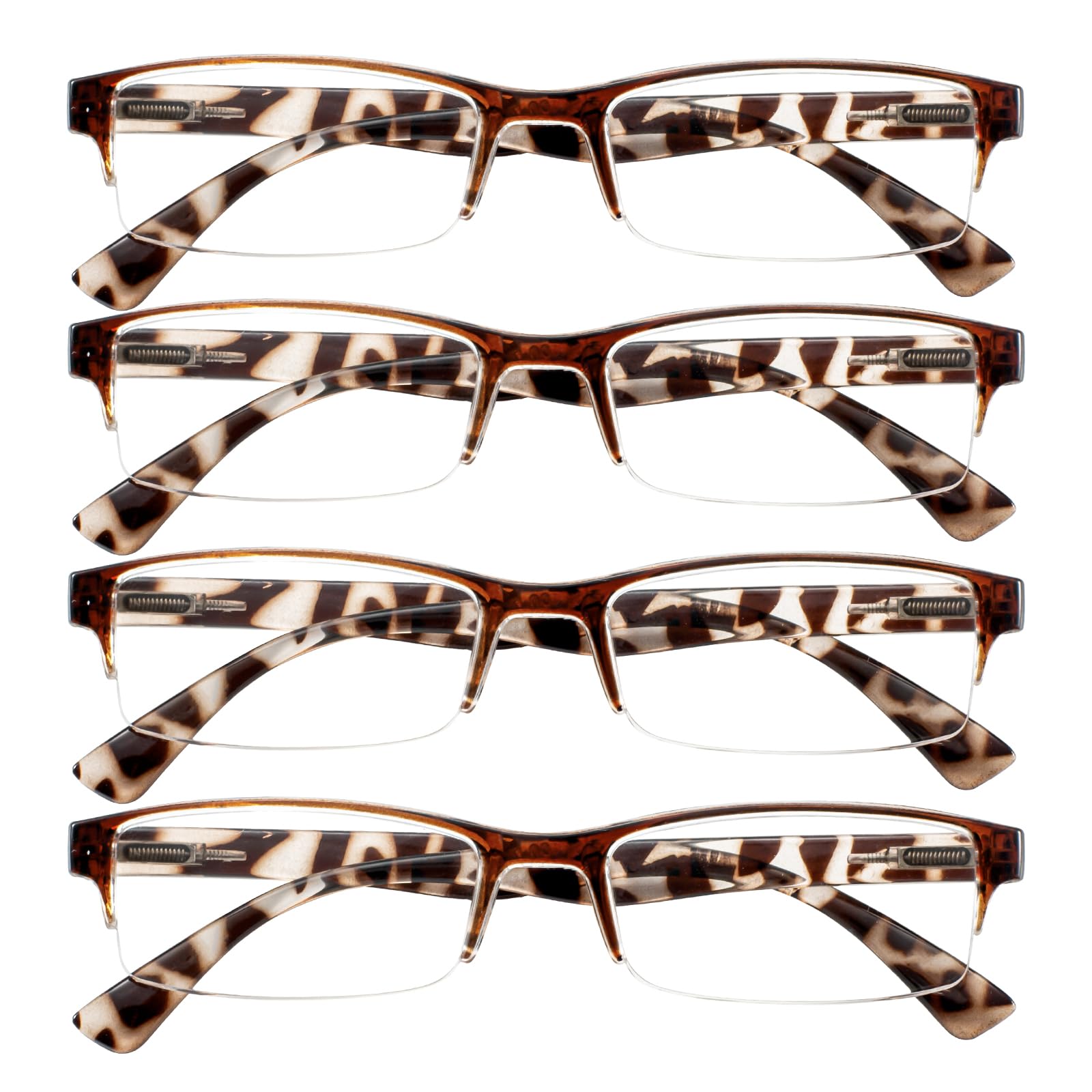 WEMOOTANTS 4 Packs Reading Glasses for Women Men Spring Hinge Half-rimmed Readers 1.0 1.5 2.0 2.5 3.0 3.5 4.0