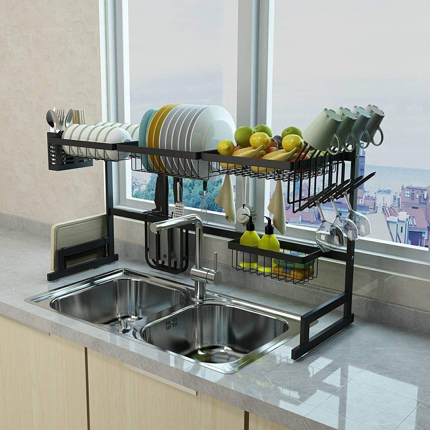 Escurridor de Platos de Acero Inoxidable para Colocar sobre el Fregadero, escurridor de Cocina, escurridor de Cuencos Multiusos