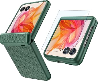 Case for Motorola Razr 50 Ultra Case with Hinge Protection and Built-in External Screen Protector, Slim Hard PC Anti-Slip Texture Shockproof Phone Cover for Motorola Razr+ 2024Green