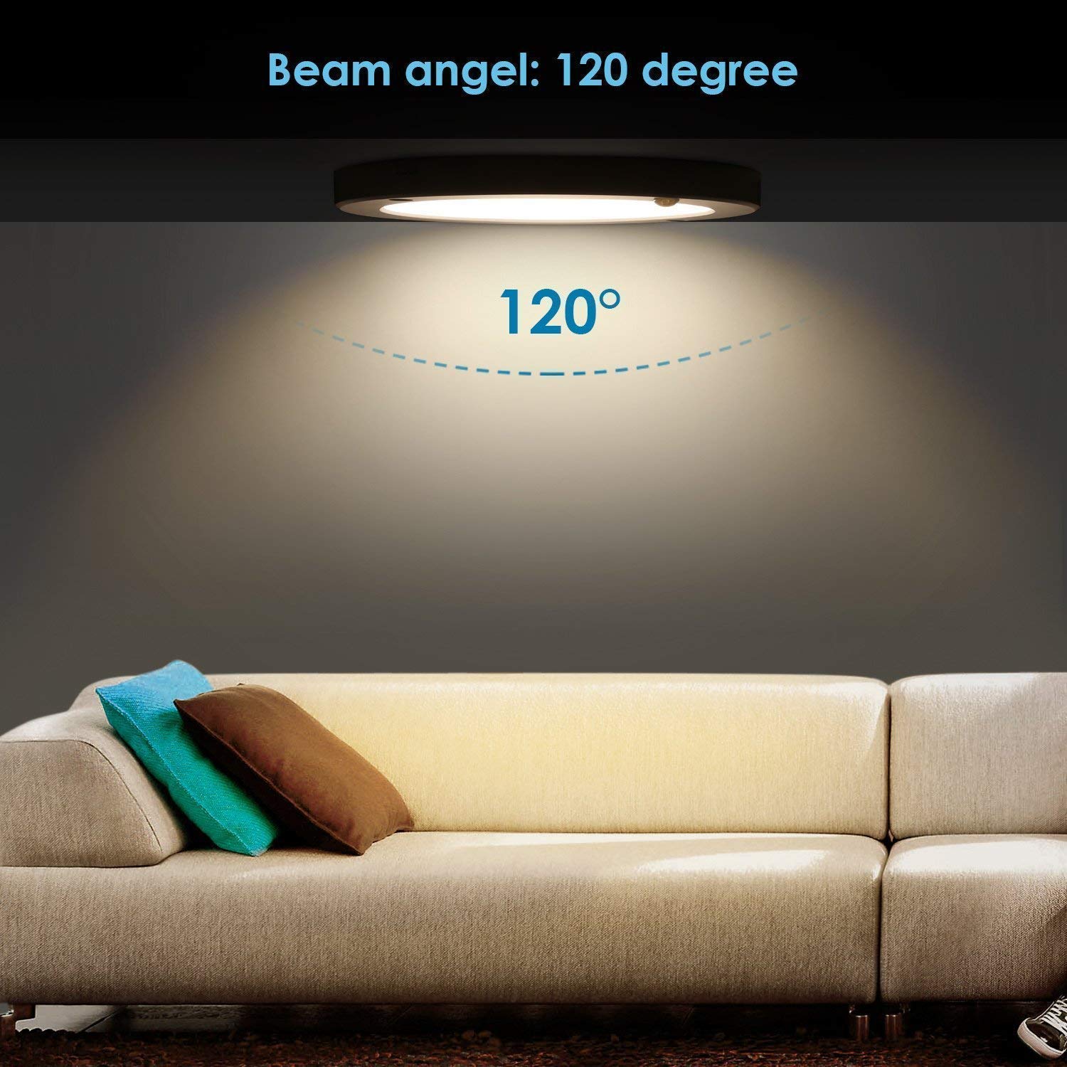 Plafonnier LED 18W Détecteur de Mouvement Infrarouge 1300LM 4000K Blanc Naturel 120° Lampe de Plafond