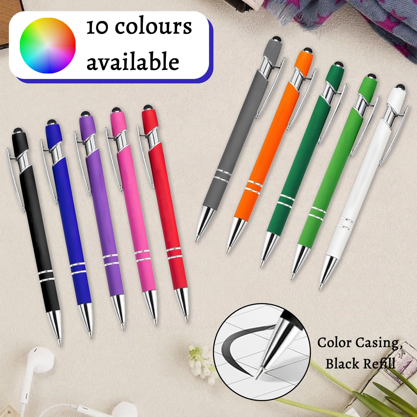 Kugelschreiber Personalisiert Mit Gravur,Personalisierter Kugelschreiber Set,Personalisierte Kugelschreiber Mit Touchpen,Kugelschreiber Hochwertig Mit Gravur(Dunkelgrau,100 stück)