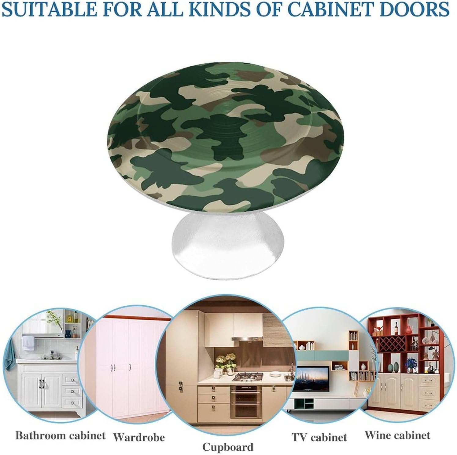 Cabinet Handles Round Drawer Pulls Camouflage Green Dresser Knobs for Cabinets and Drawers Handle Kitchen Cabinet Pulls for Bathroom Cupboard Drawers Cabinet Pulls for Kitchen Door