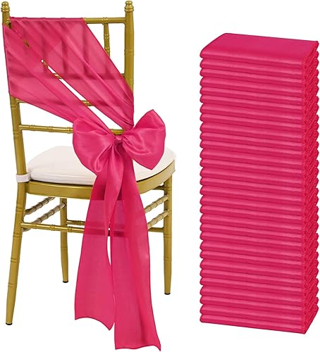 Miniatura 19 de fani 60 cintas de satén negras de 7 x 108 pulgadas para silla, fundas universales para silla, bodas, fiestas de cumpleaños, celebraciones, hoteles