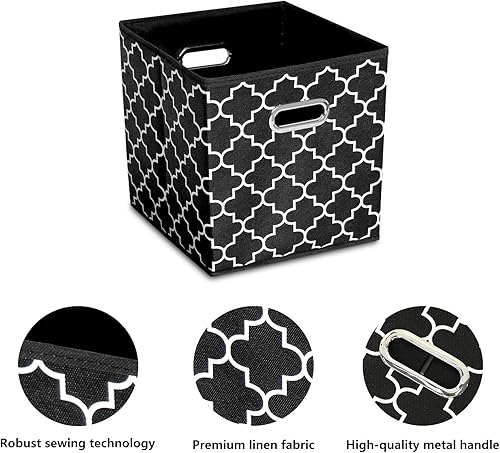 Miniatura 8 de Yunkeeper Contenedores de almacenamiento de cubos de 11 pulgadas, cubos organizadores de tela con asa, cubos plegables para almacenamiento de tela o
