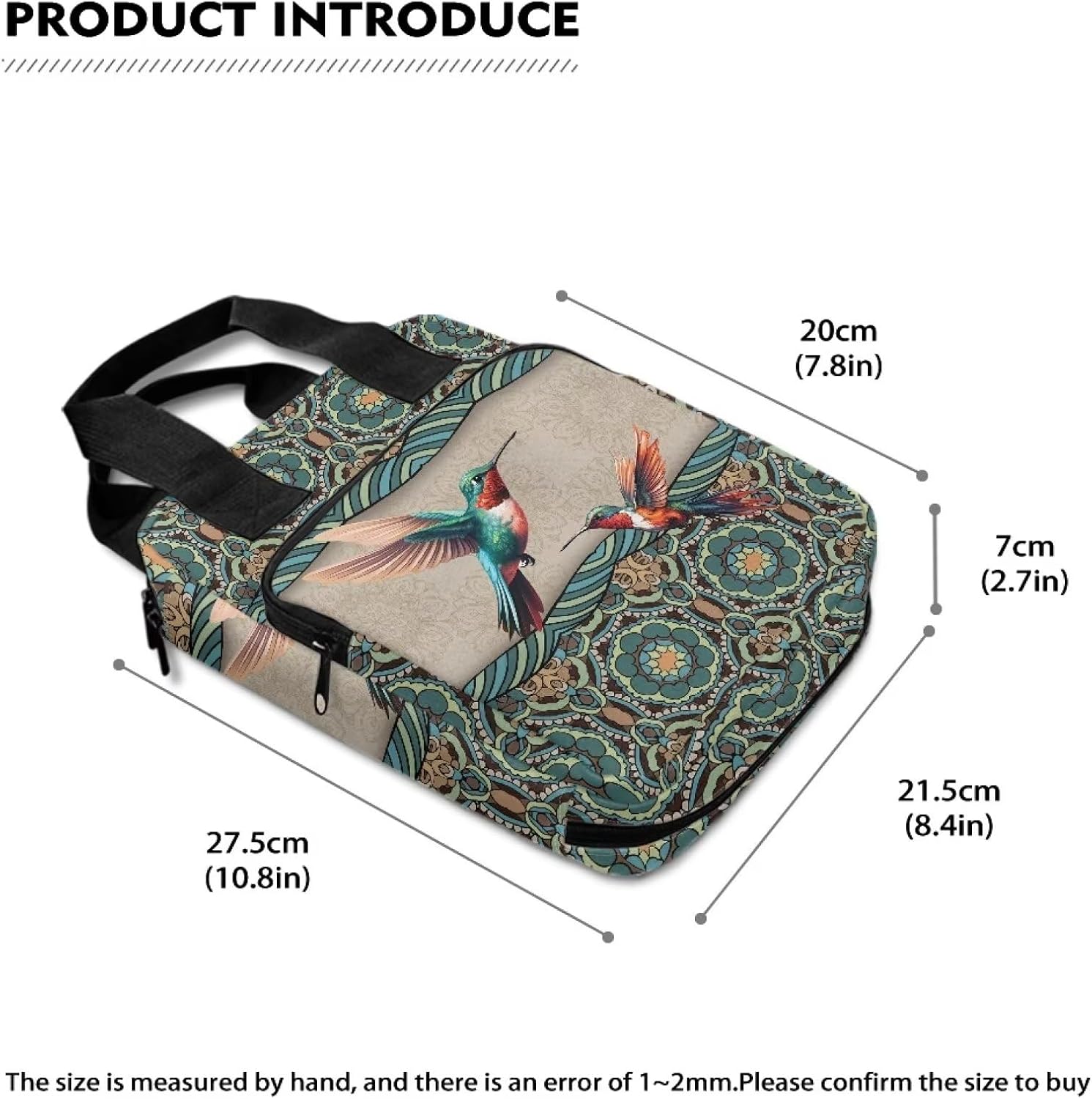 Poceacles Boho Mandala Hummingbird Print Bible Cover Bible Case for Women Bible Case Bible Covers, Tote Bible Bag, Bible Carrying Case for Men with Zipper Pocket