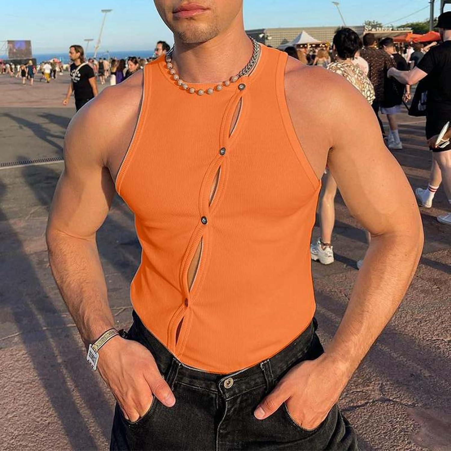 Men's Fashion Summer Tank Tops Lightweight Stretch Muscle Fit Athletic Vest for Training Casual Wear