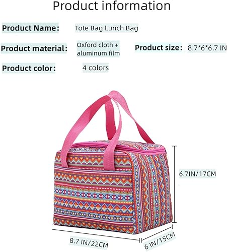 Miniatura 2 de Lonchera para mujeres y hombres, reutilizable, aislada, bolsa de mano, bolsa térmica para alimentos para viajes, trabajo, picnic, playa, forrada con