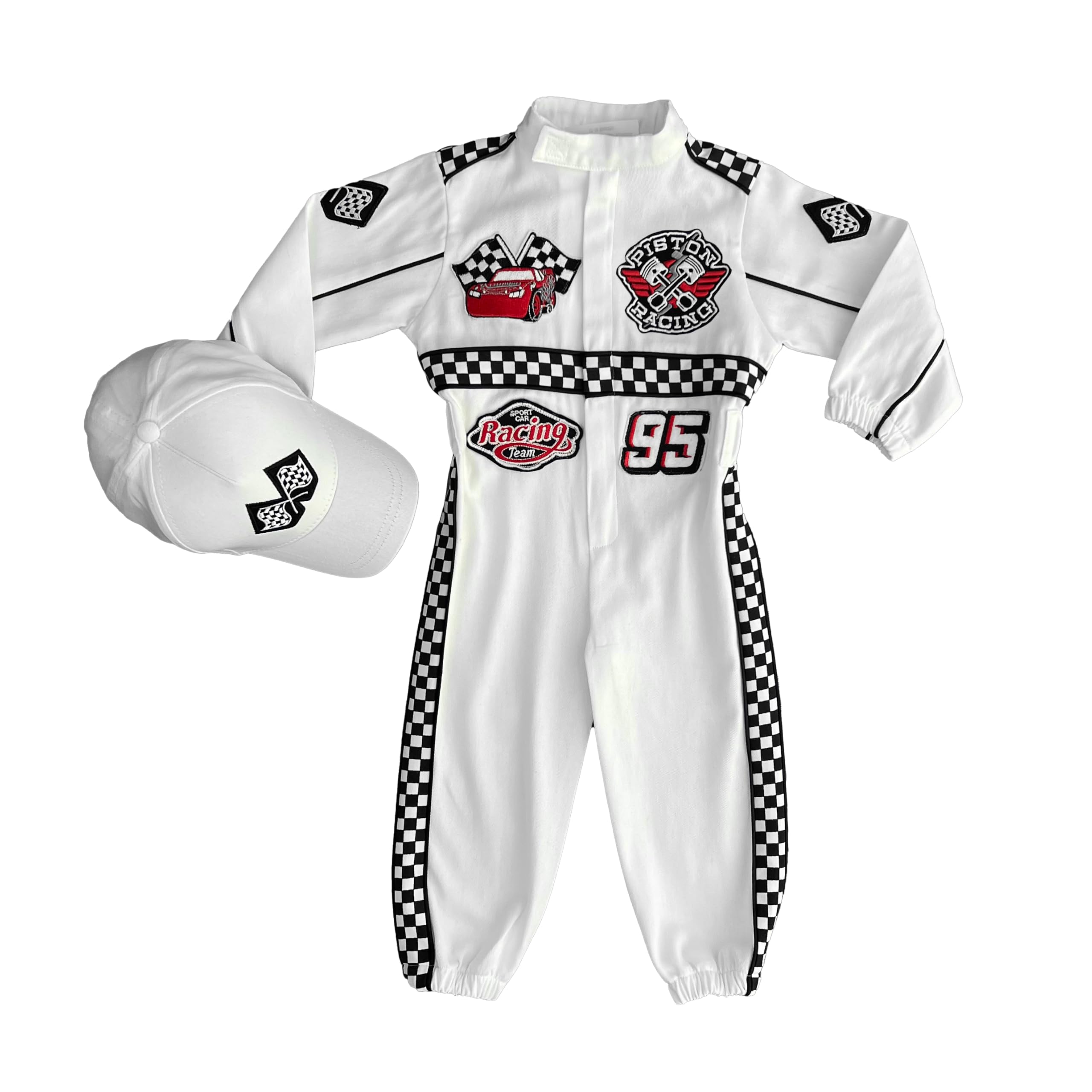 Costumes Club Personalized Handmade Race Car Driver Costume for Toddlers (12-18 Months, White) — image 1