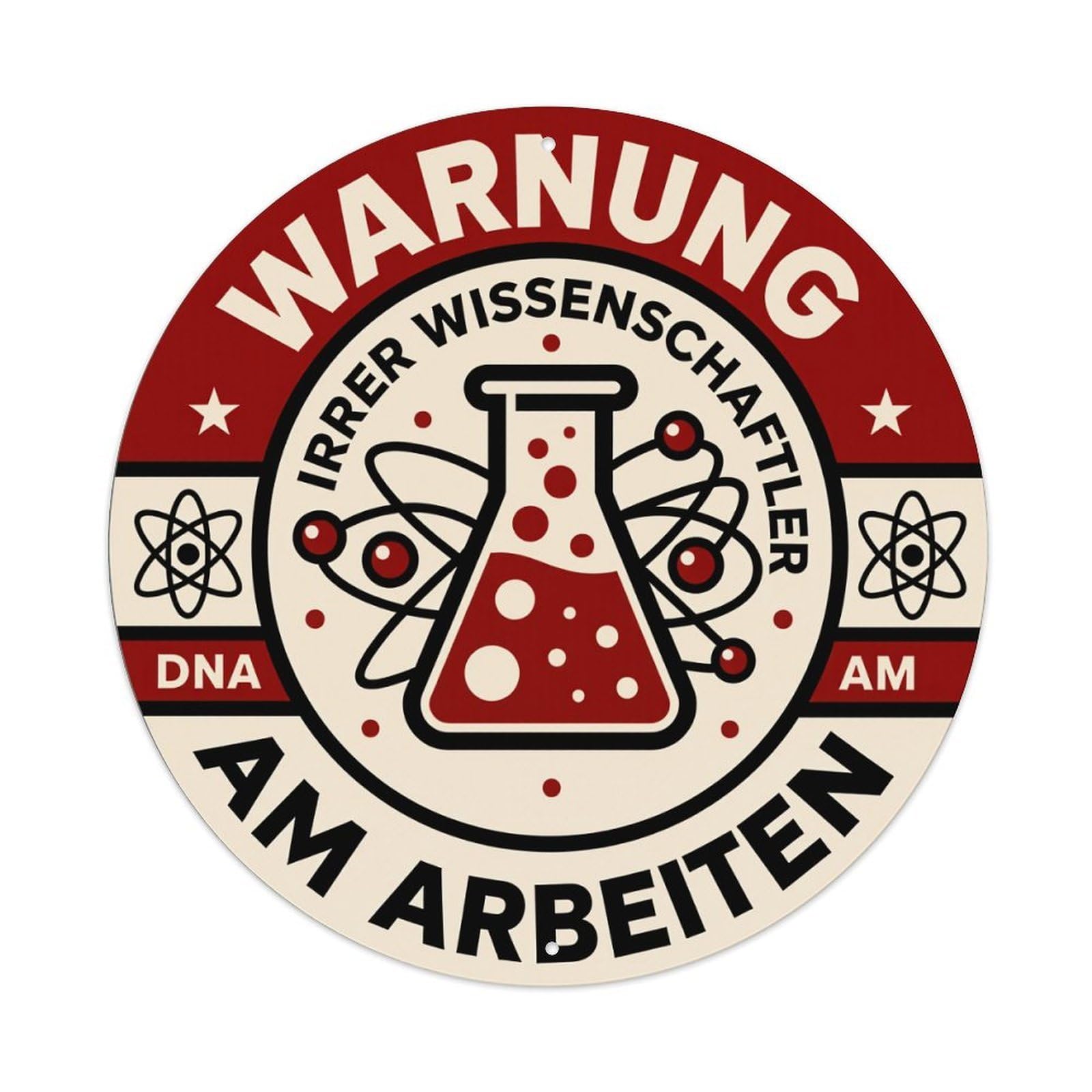 Warning Scientist At Work Lab Round Tin Sign Vintage Metal Poster Retro Bar, Home, Man Cave, Kitchen, Laundry Room Wall Art Decor Gift 8x8Inch