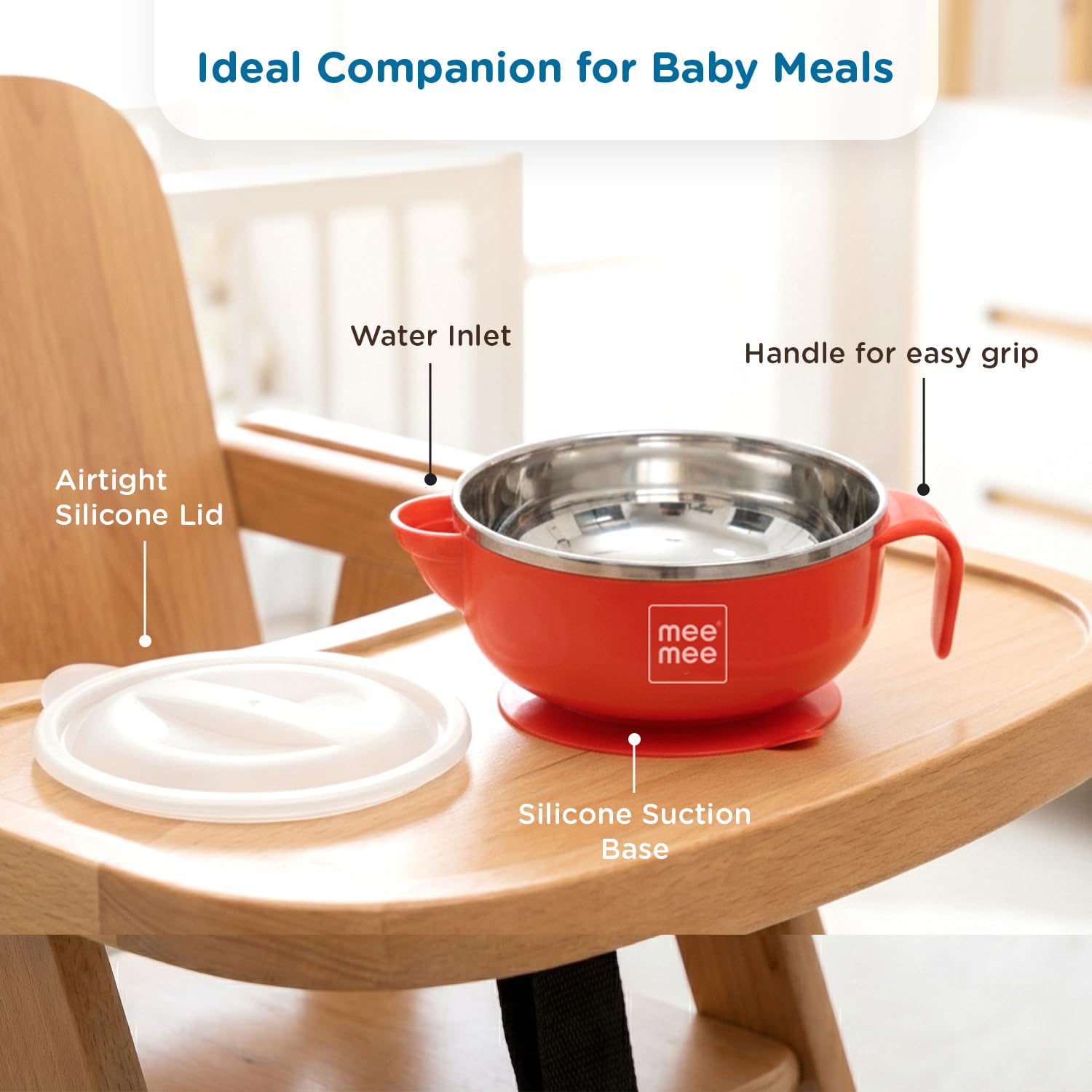 Mee Mee Air Tight Baby Feeding Bowl | BPA Free | Stay Warm Bowl | Food Remains Warm | Suction Non-Spill Bowl 1