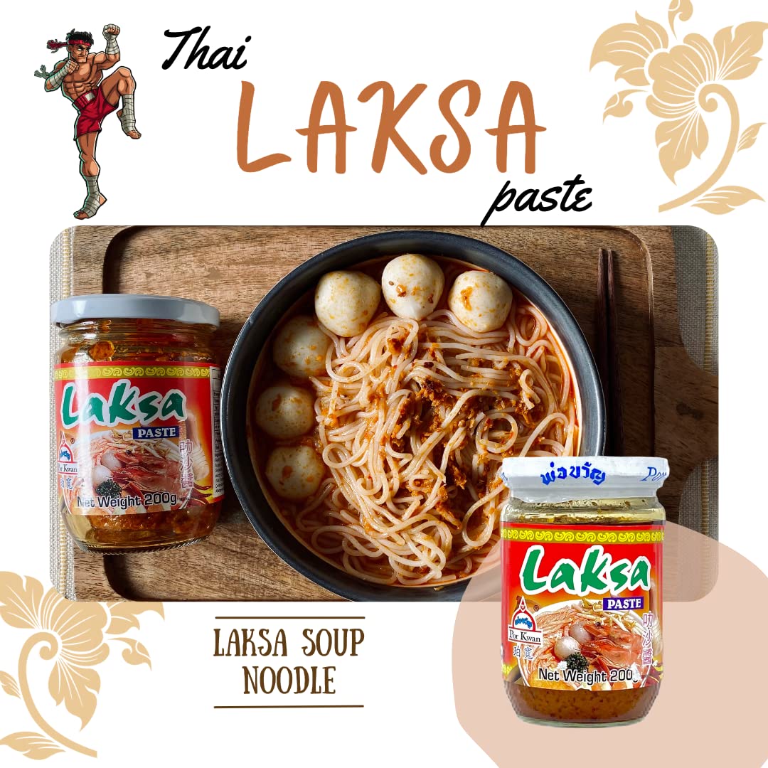 Por Kwan Laksa Lot de 4 pâtes de noix de coco et piment 473 ml