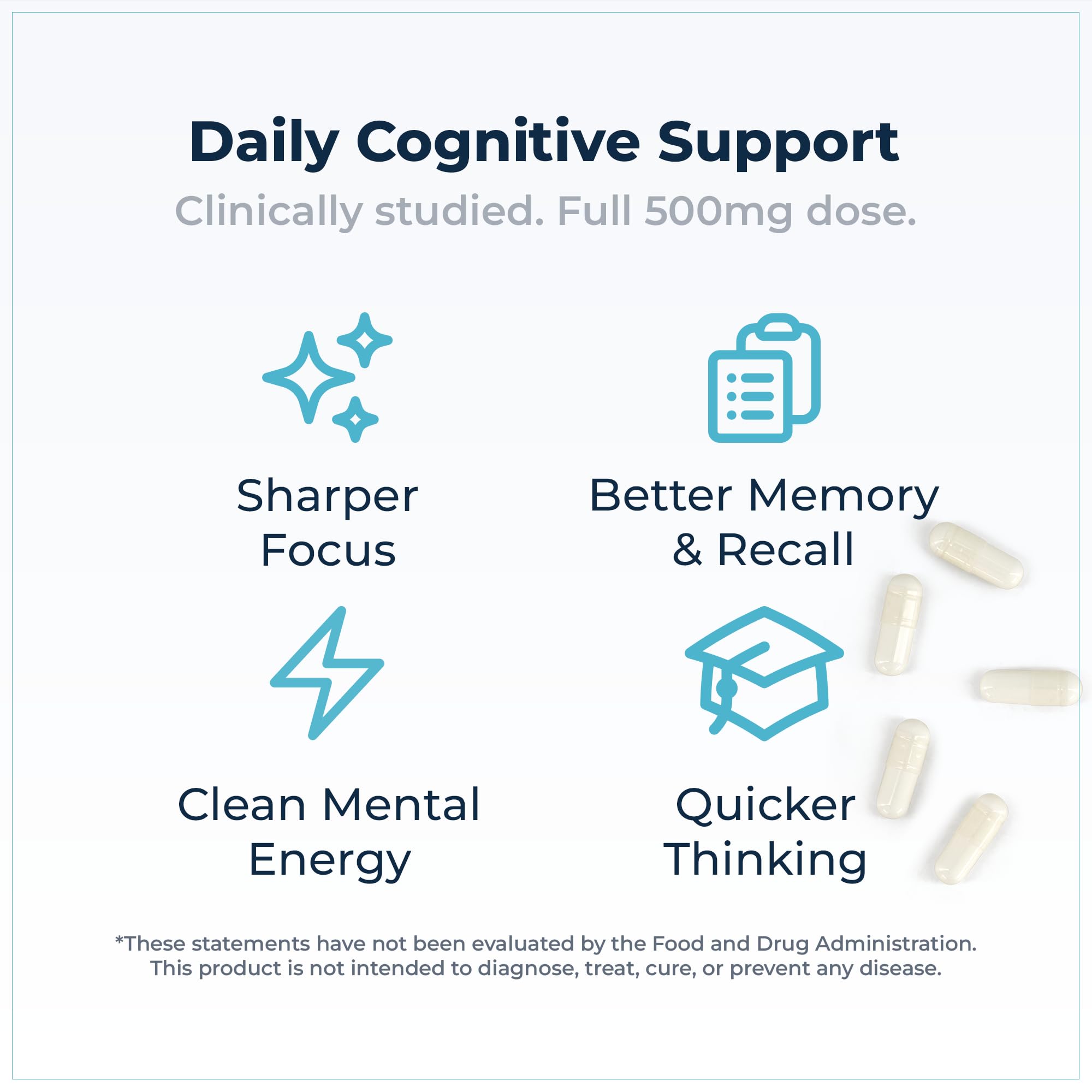 Cognizin® Citicoline 500mg Capsules – CDP Choline Brain Supplement for Focus, Memory & Mental Clarity – Full Dose in 1 Capsule, No Fillers, Vegan, Non-GMO – 60 Count — Amazon image 3