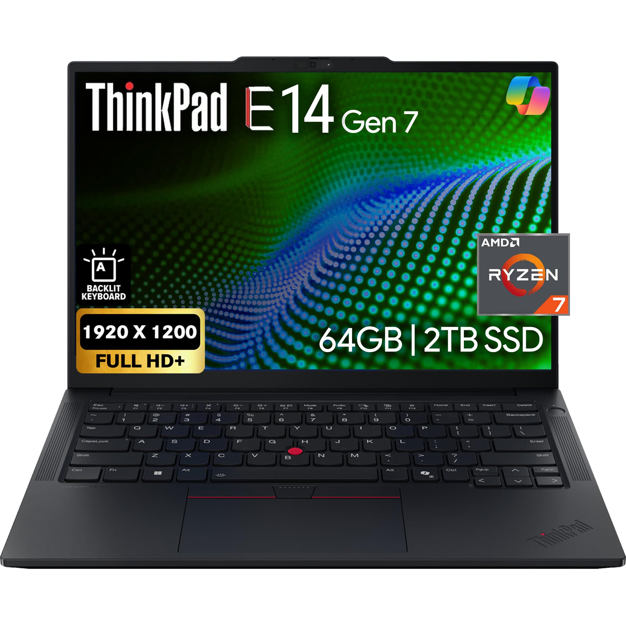 Oemgenuine Lenovo ThinkPad E14 Gen 7 14" FHD+ Display, AMD Ryzen 7 250 (Beats i7-1355U), 64GB DDR5 RAM, 2TB NVMe, Backlit Keyboard, WiFi 6E + BT, FHD Webcam, Windows 11 Pro, Business Laptop 64GB RAM | 2TB SSD Ryzen 7