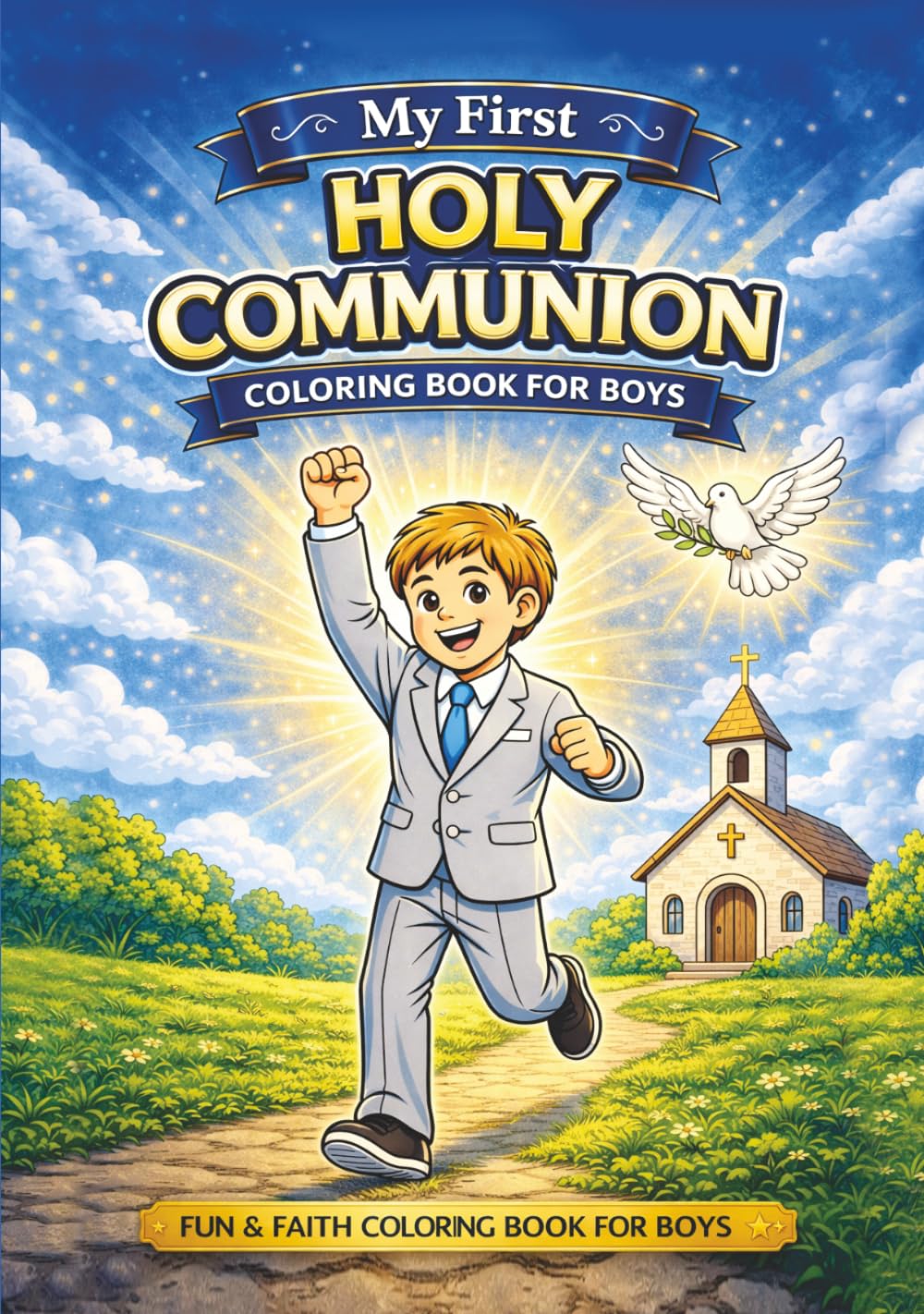 My First Holy Communion Coloring Book for boys: Fun & Faith Coloring Pages for Boys Ages 4–10 – A Special First Communion Gift
