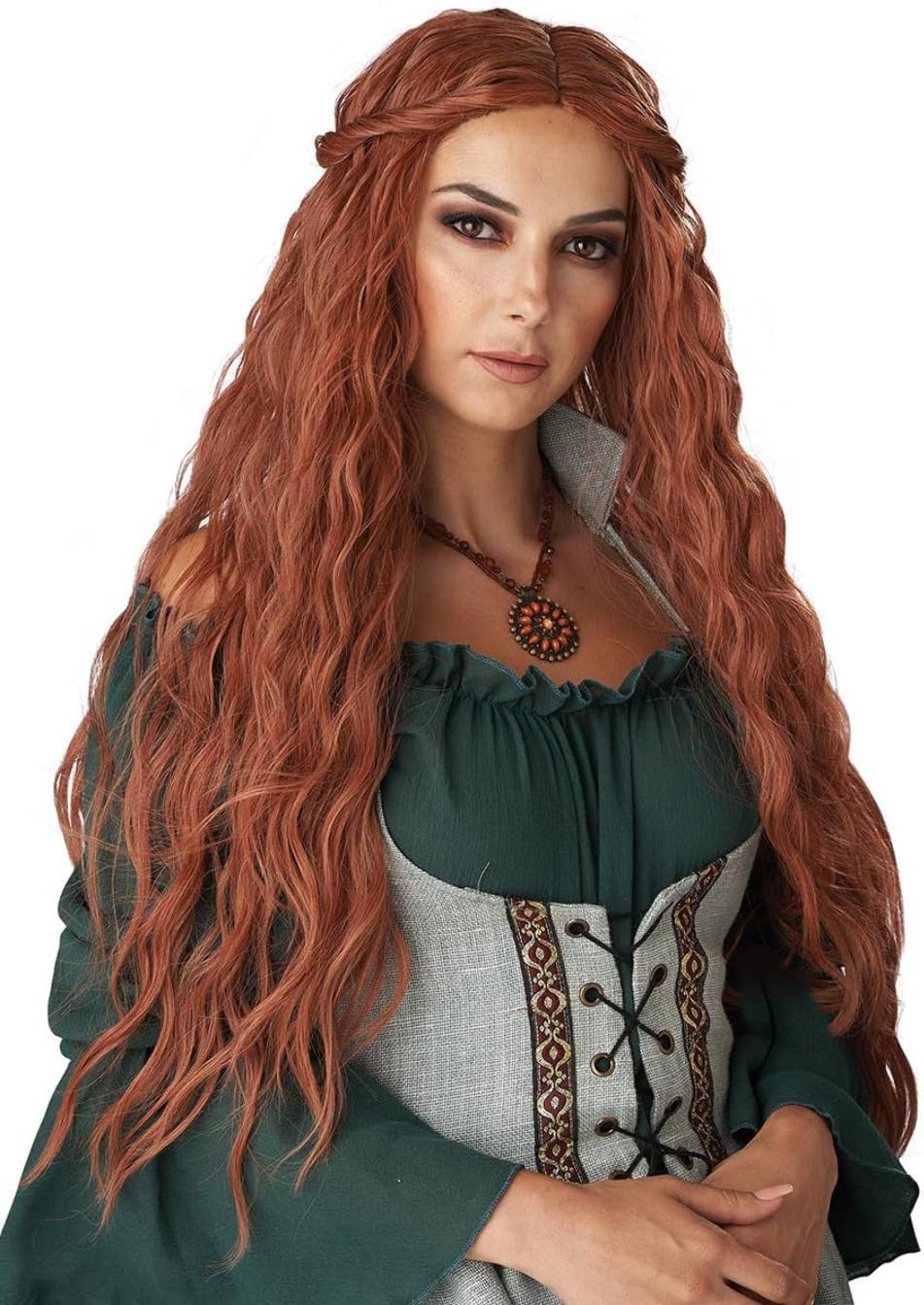 CaliCo, Renaissance Maiden, Women's Long Wavy Auburn Costume Wig - Image 5