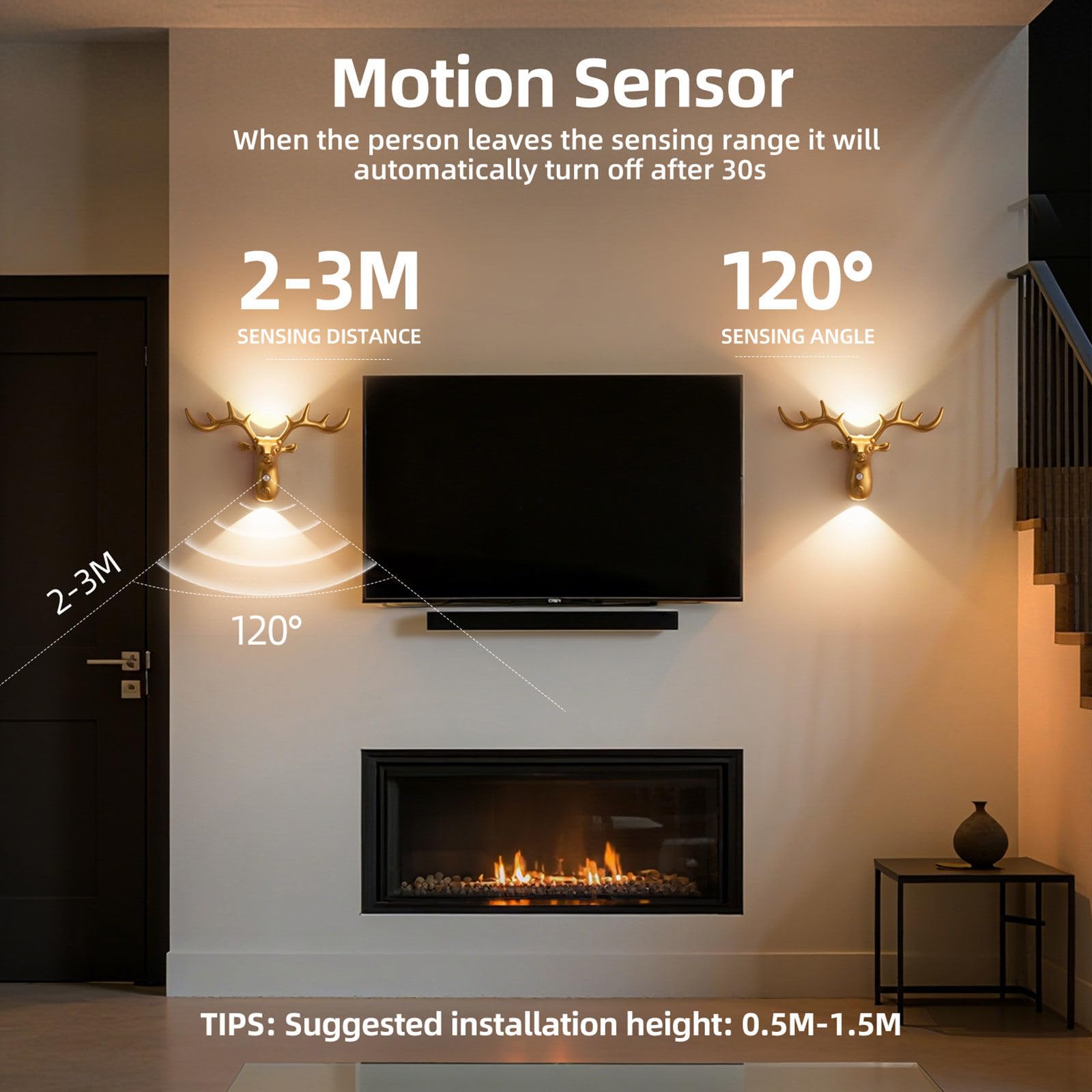 Luce Del Sensore Di Movimento Con Batteria Ricaricabile, 1200 Mah Mordern Dimmable Touch Control 3 Livelli Di Luminosità Wall Sconces, Per Il Soggiorno Camere Da Letto Corridori
