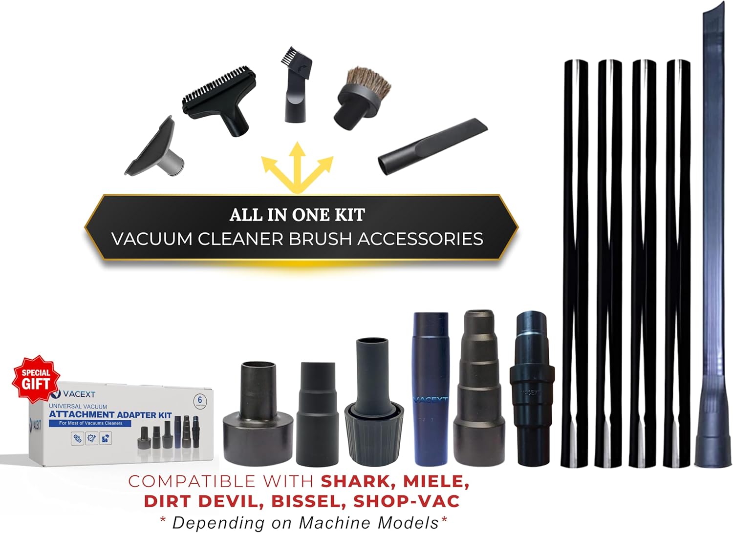 Universal compatibility diagram for VACEXT vacuum accessories
