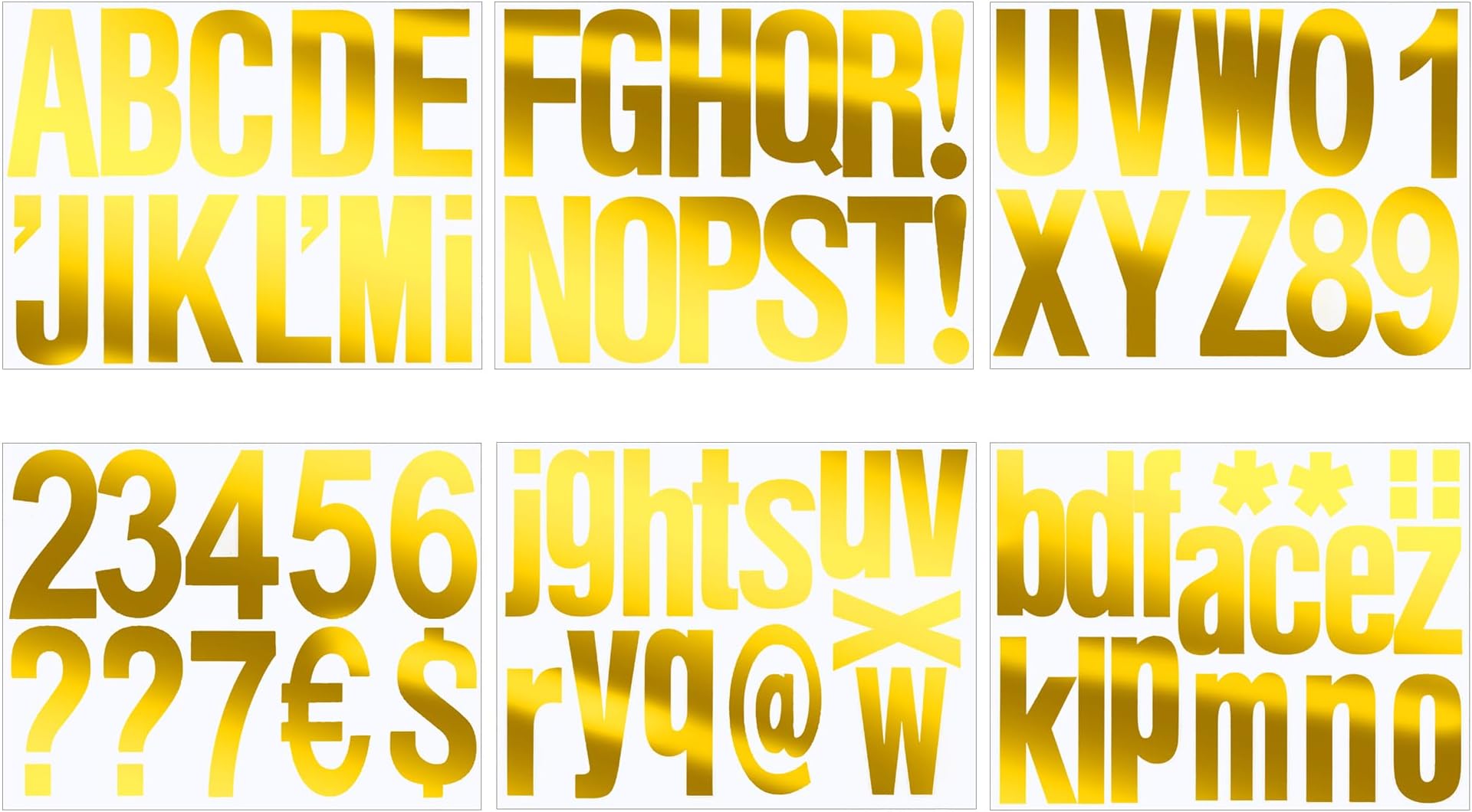 Zonon 8 Sheets Self Adhesive Vinyl Letters Numbers Stickers for Mailbox Signs Window Door Cars Trucks Home Shop 6 Inch Mirror Gold