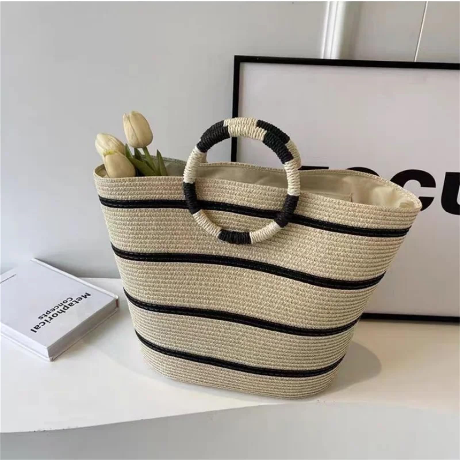 Borsa da spiaggia intrecciata in paglia