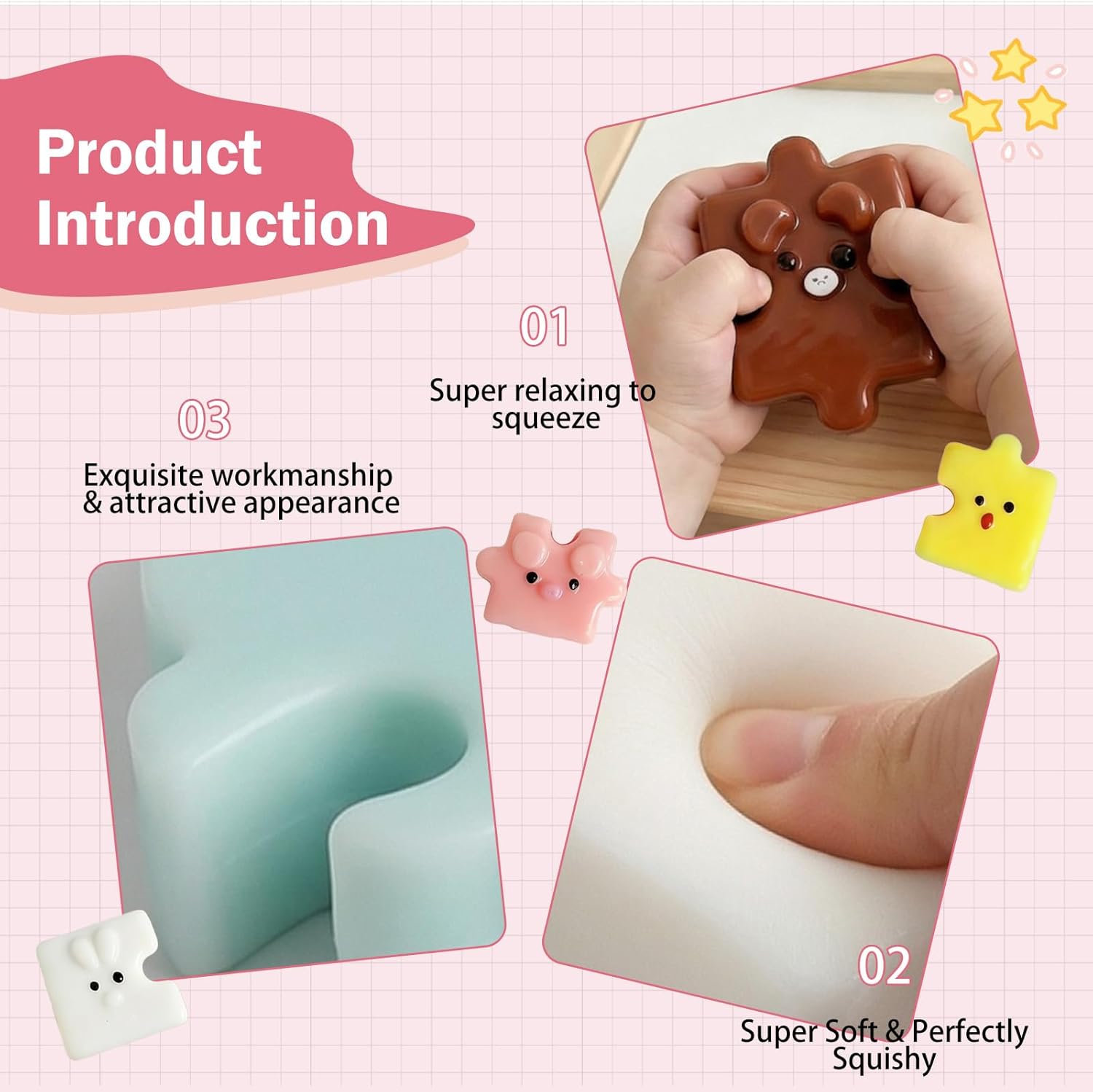 9 PCs Puzzle Fidget Toys Set, Cute Animal Interlocking Squishy Toys for Stress Relief and Anxiety, Soft Collectible Sensory Fidgets for Kids & Adults