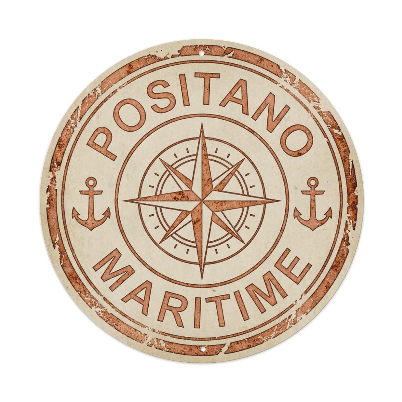 Vintage Travel Positano Italy Nautical Metal Tin Sign Plaque
