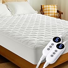 HYLEORY Heated Mattress Pad Cal King Size Dual Control, Fast Heating Bed Warmer, Electric Mattress Pad Cover with Deep Pocket 9 Heat Settings, 10 H Auto Shut Off, Machine Washable, White 72"*84"