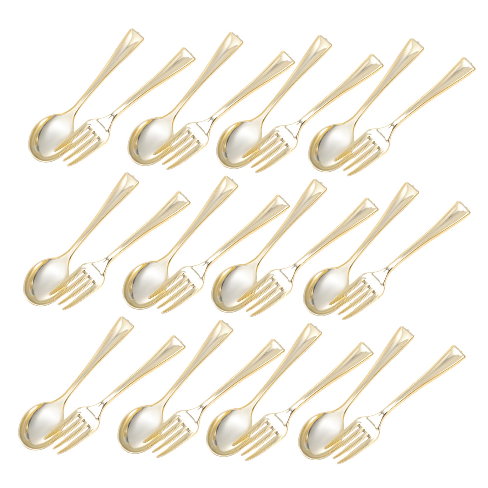 NOLITOY 24pc Gold Spoon Fork Set Multipurpose Disposable Utensils for Desserts Coffee Restaurant Food Scoops