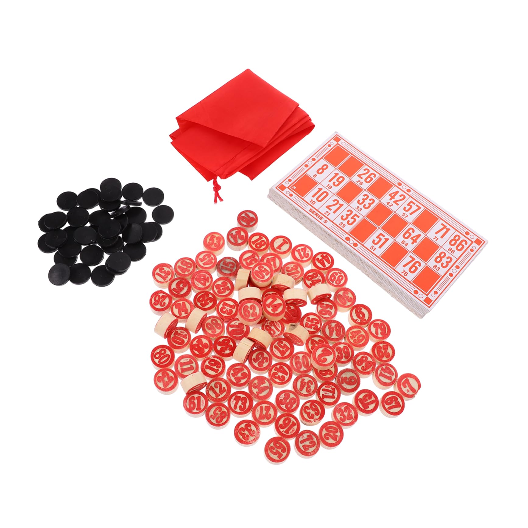 FAVOMOTO 1 Set Bingo Chess Tombolinis Tiles Bingo Storage Bag Bingo Board Game Russian Lotto Board Games Bingo Cards Russian Bingos Game Bingo Number Cards and Chess Bingo Game Red Paper